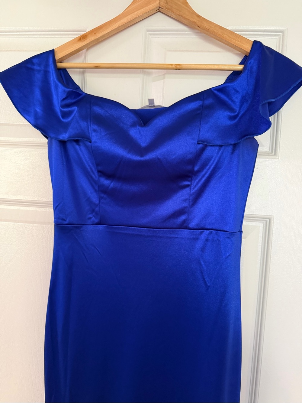 Elegant Off-Shoulder Royal Blue Women’s Dress